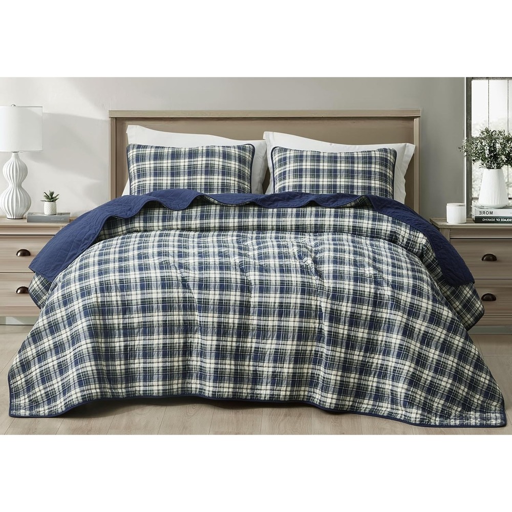 Chezmoi Collection 3-Piece Garment Washed Cotton Lightweight Comforter Set King